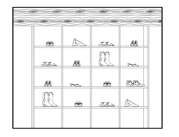 Interior Design &amp; Architecture/LaSalle College Vancouver/The Row Vancouver Shoe Display Elevation