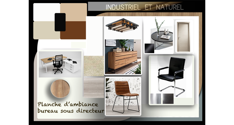 Design d&#39;int&#233;rieur et architecture/Coll&#232;ge LaSalle | Tunis/Planche d&#39;ambiance bureau sous directeur