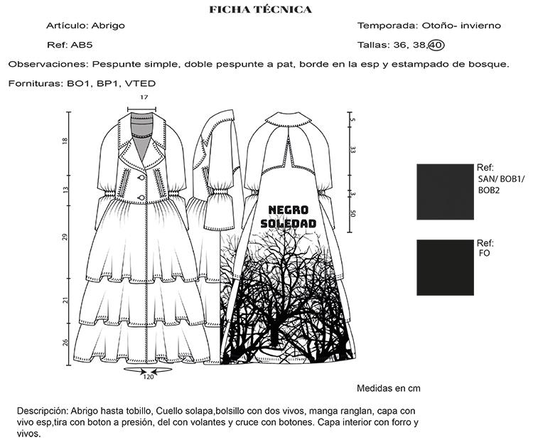 Dise&#241;o de Moda/LCI Barcelona/Technical data of a garment &quot;collection N.26&quot;